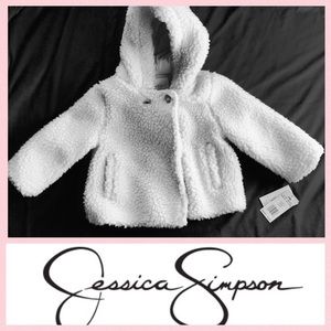 Girls Cream Sherpa hooded Furry Coat